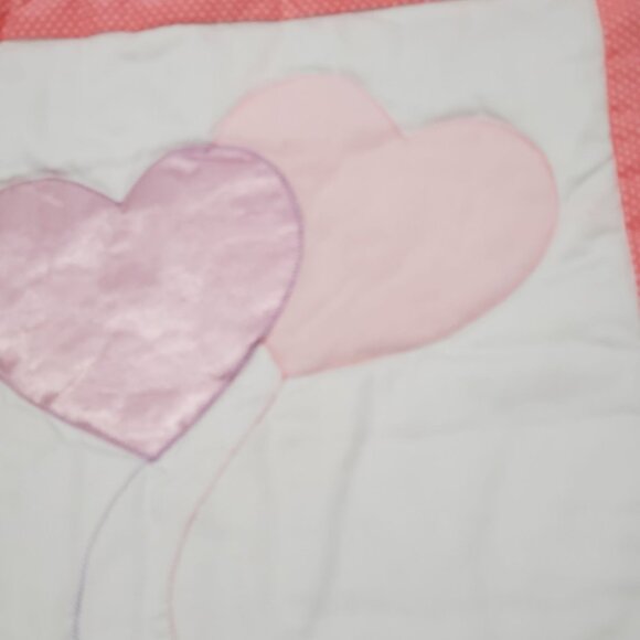 Vintage Muppet Babies Nursery Quilt Blanket With Miss Piggy Appliqué Pink Hearts - Picture 3 of 9